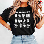 Funny Ghost Sheet List T-Shirt Unisex Spooky Halloween Party Gift For Adults