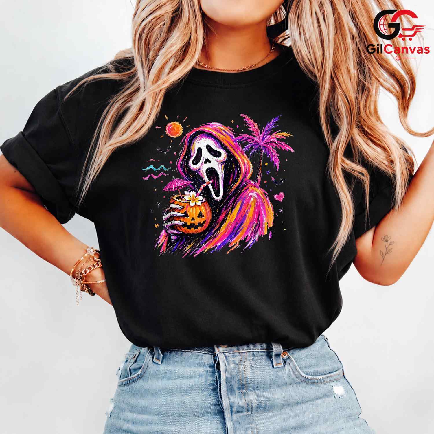 Ghost Character Halloween T-Shirt Unisex Spooky Party Celebration Gift Adults