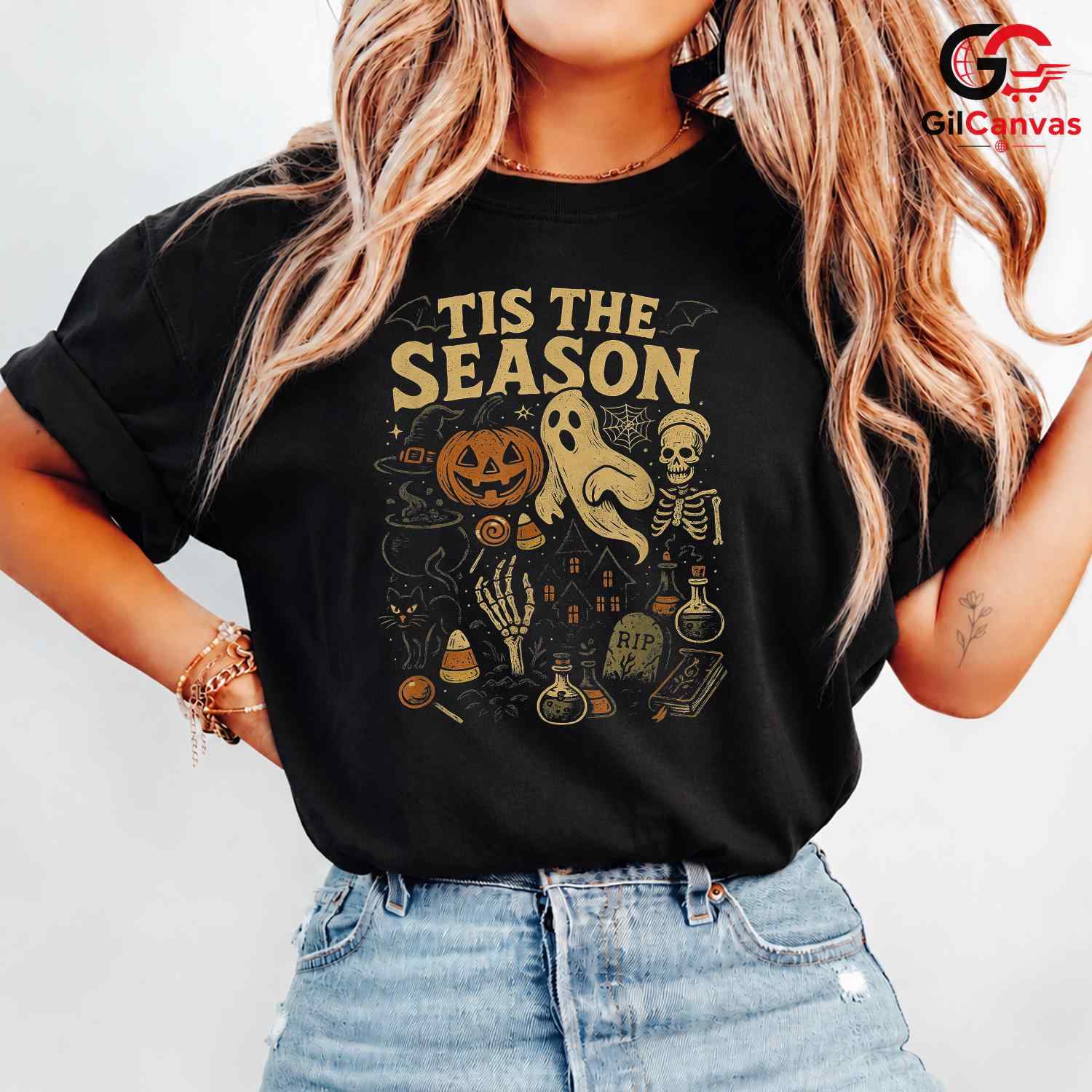 Ghosts Pumpkins Spooky Tee Shirt Unisex Fun Halloween Gift Idea For Adults