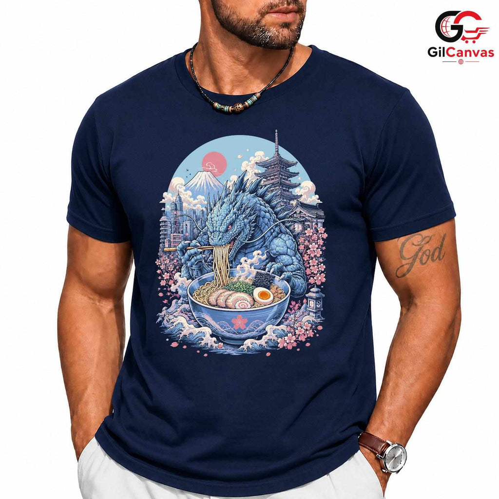 Giant Monster Ramen T-Shirt Japanese Culture Dragon Art Unisex Graphic Apparel