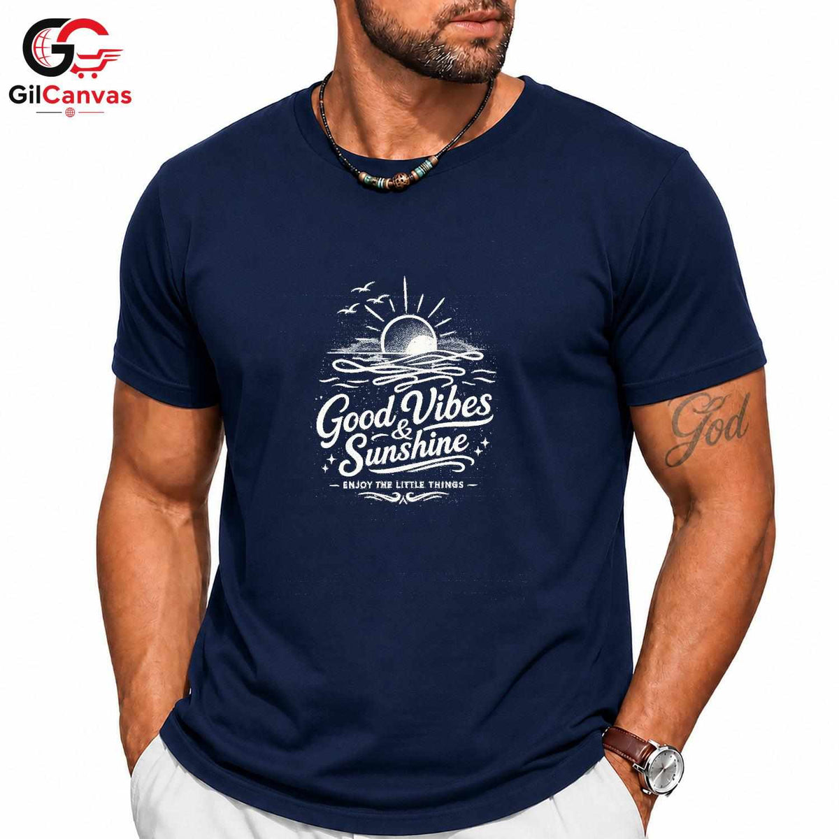 Good Vibes Sunset T-Shirt Summer Beach Trip Relaxation Unisex Graphic Tee