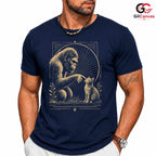 Gorilla Petting Cat Graphic T-Shirt Animal Nature Lover Unisex Casual Apparel