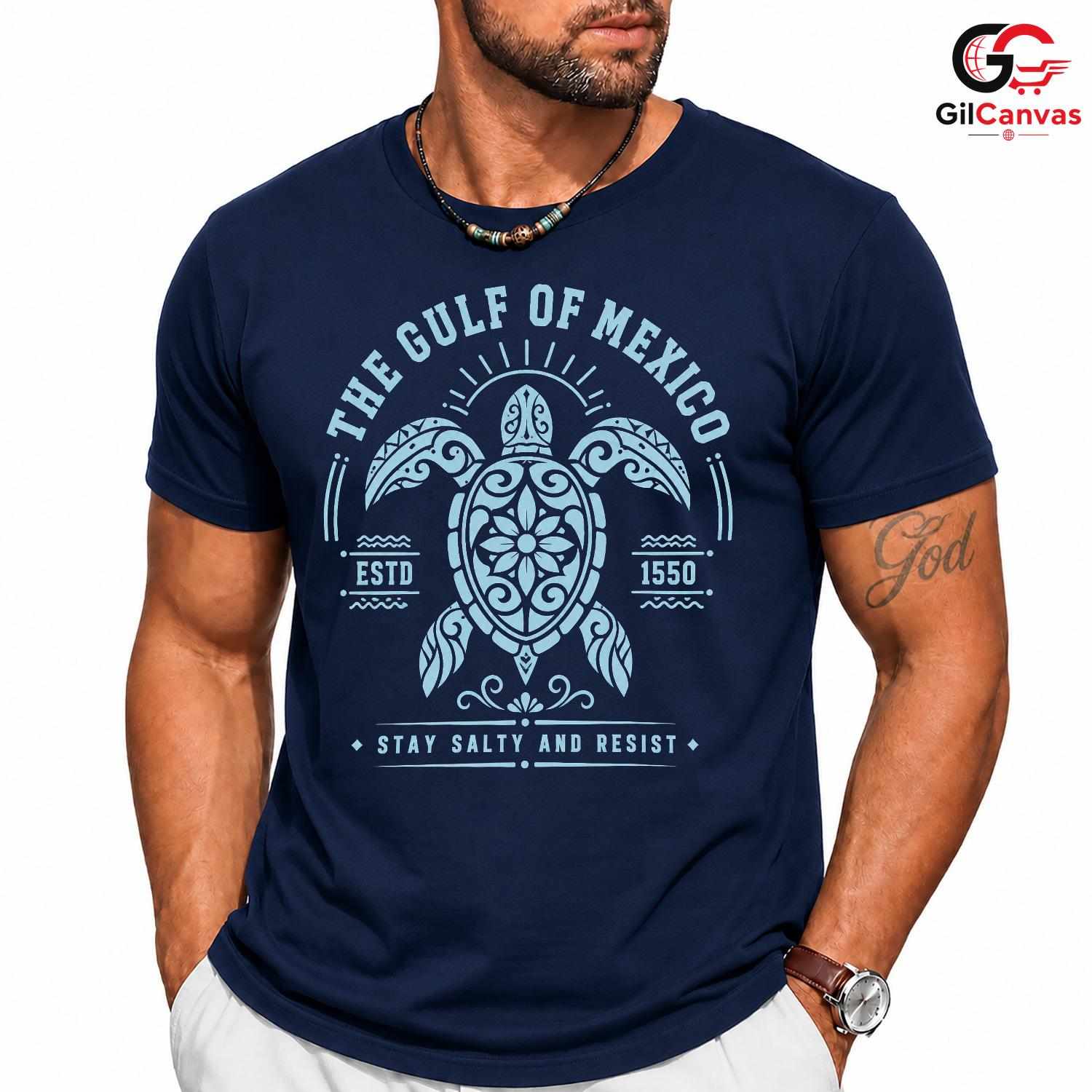 Gulf Of Mexico Turtle T-Shirt Vintage Coastal Beach Unisex Summer Vacation Tee