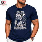 Halloween Skeleton T-Shirt Unisex Party Humor Quote Spooky Graphic Casual Apparel