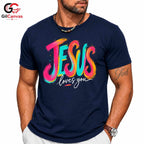 Jesus Loves You Graphic Tee Colorful Christmas Inspirational Unisex Apparel