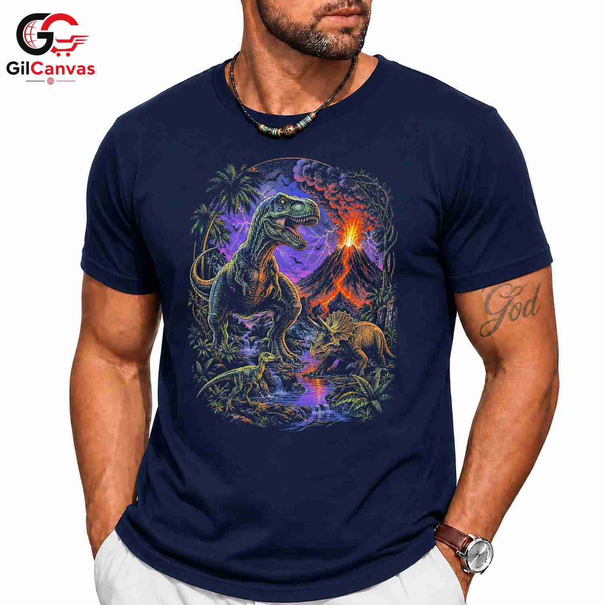 Kids Dinosaur Graphic T-Shirt Rex Triceratops Adventure Lover Boys Girls Tee