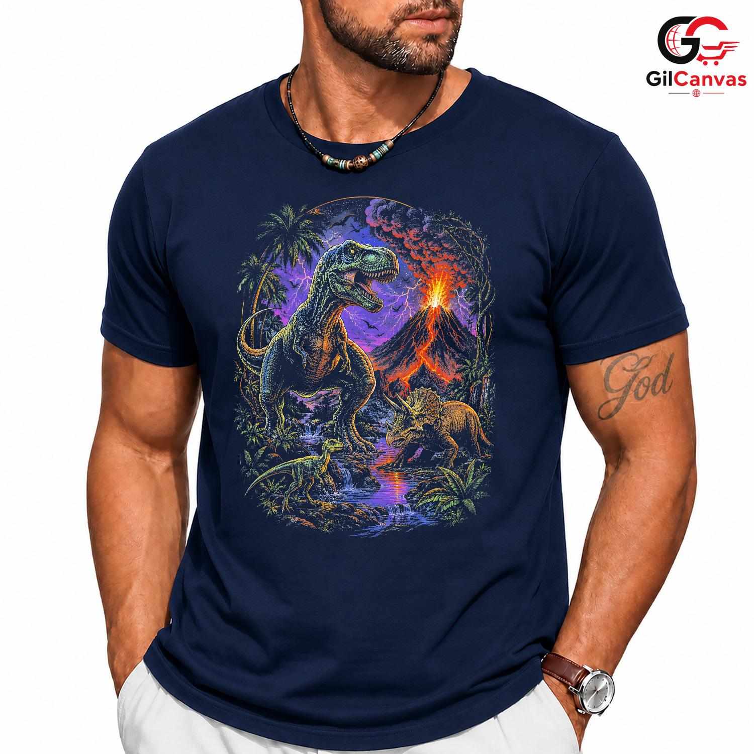 Kids Dinosaur Graphic T-Shirt Rex Triceratops Adventure Lover Boys Girls Tee