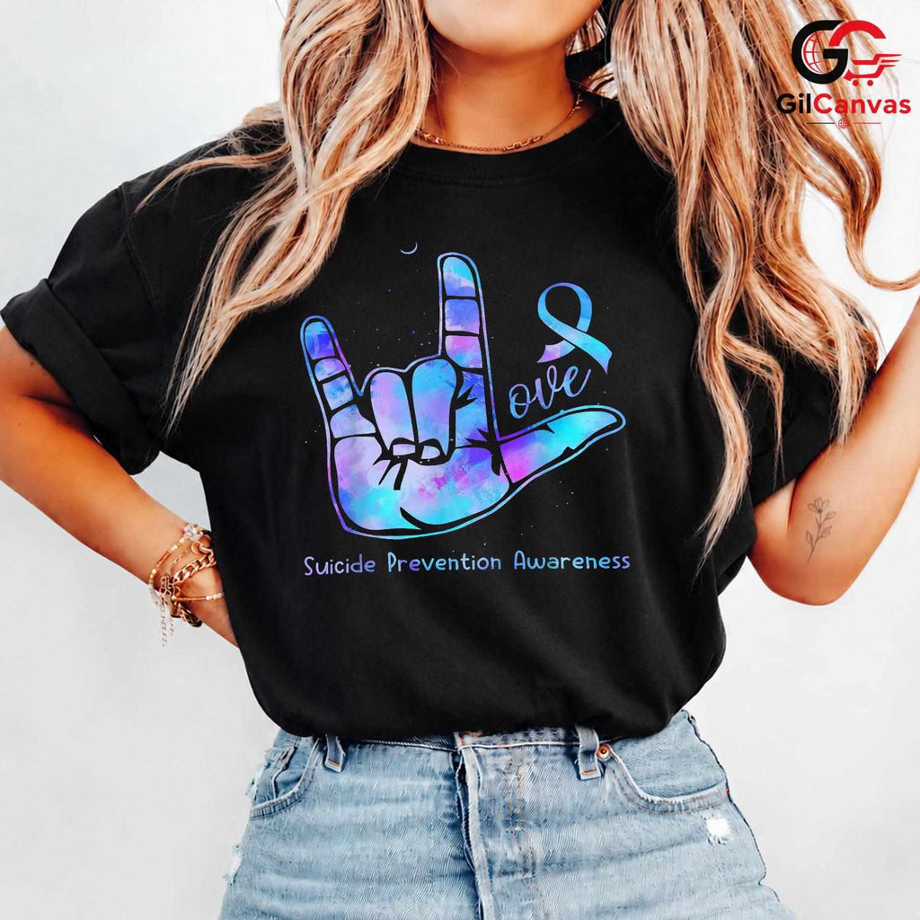 Love Hand Sign Prevention Tee Unisex Suicide Awareness Supporter Gift All