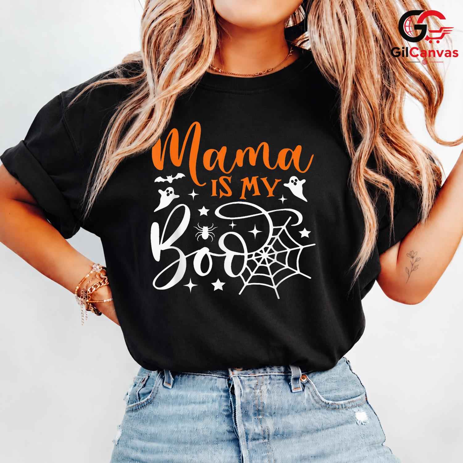 Mama Is My Boo Spooky Tee Shirt Unisex Fun Halloween Family Celebration Gift
