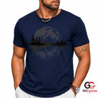 Moonlit City Forest Skyline T-Shirt Scenic Night Sky Unisex Graphic Apparel Tee