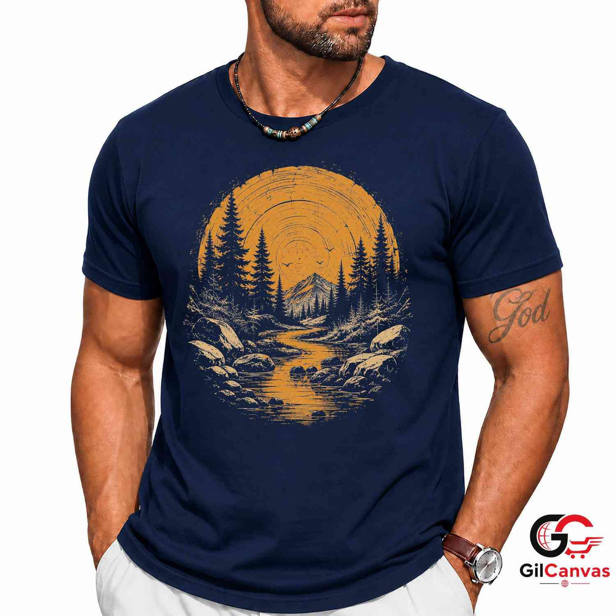 Mountain Forest River T-Shirt Scenic Nature Lover Unisex Adventure Graphic Tee