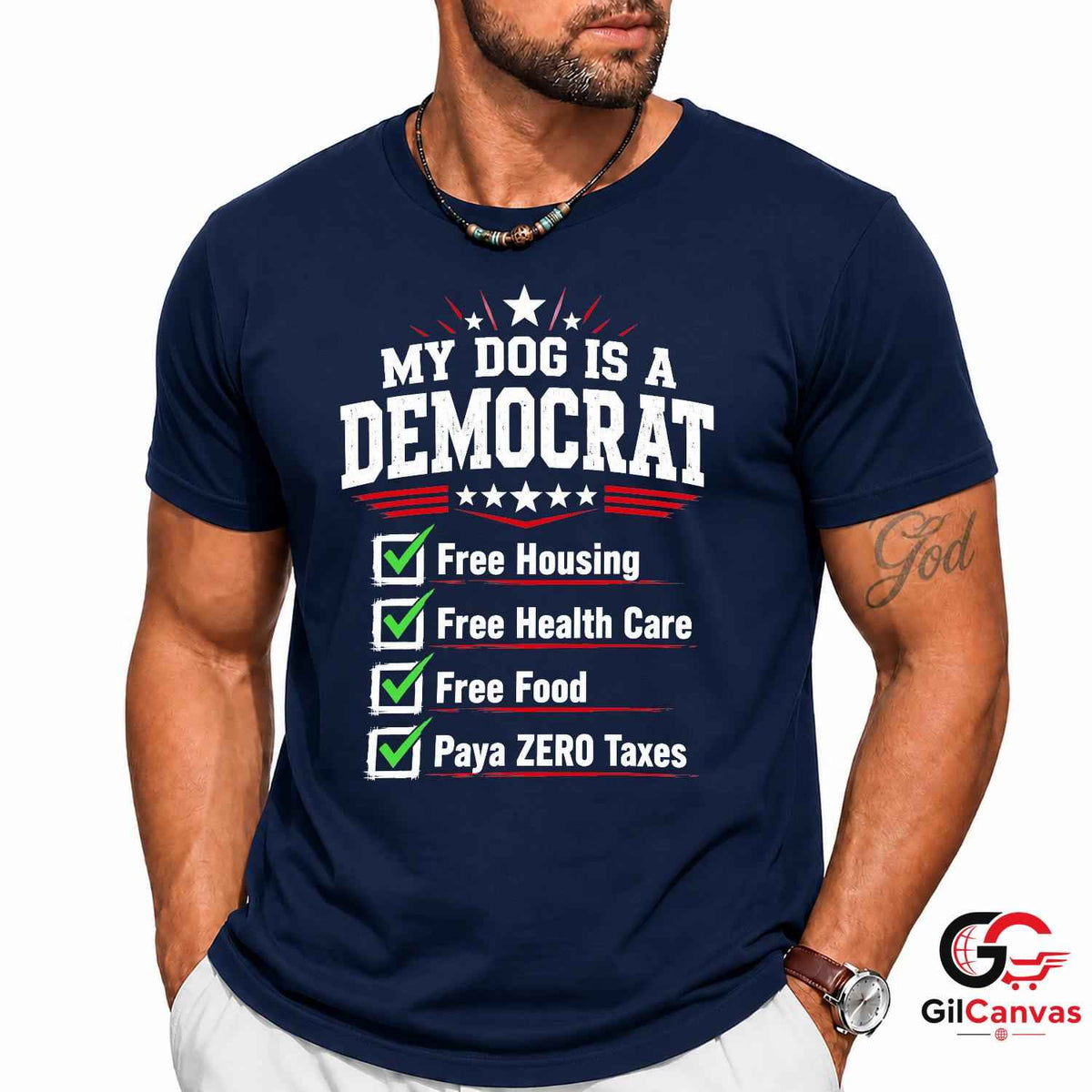 My Dog Is A Democrat T-Shirt Funny Political Satire Unisex Pet Graphic Apparel