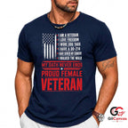 Proud Female Veteran T-Shirt Distressed US Flag Unisex Military Service Apparel
