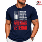 Proud Female Veteran T-Shirt Distressed US Flag Unisex Military Service Apparel