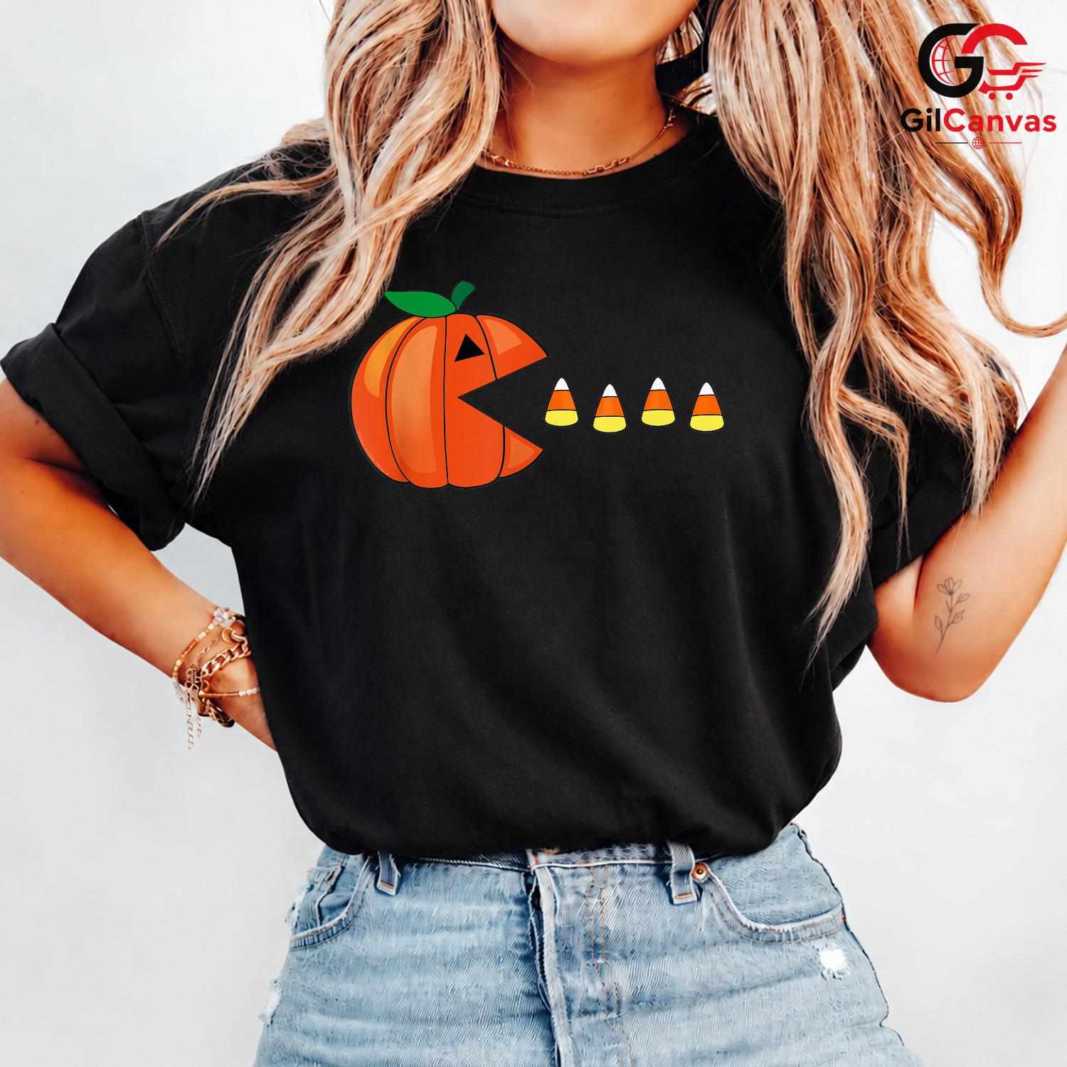 Pumpkin Candy Halloween T-Shirt Unisex Fun Spooky Gift Idea For Kids And Teens
