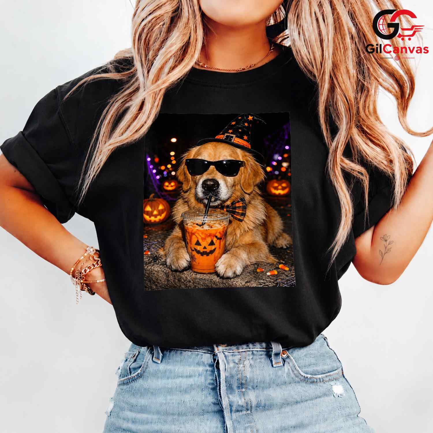 Pumpkin Drink Dog Halloween T-Shirt Unisex Fun Pet Lover Gift Kids And Adults