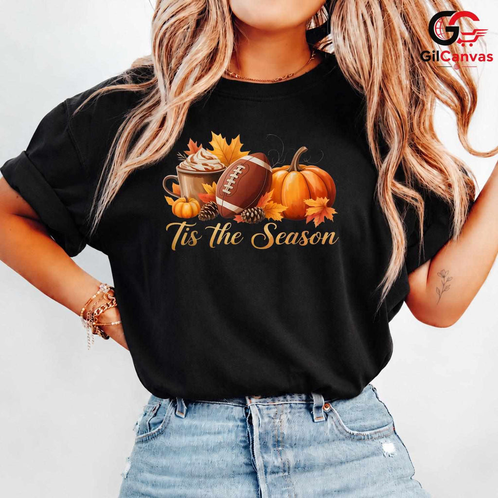Pumpkin Football Fall T-Shirt Unisex Thanksgiving Sports Holiday Gift All Ages