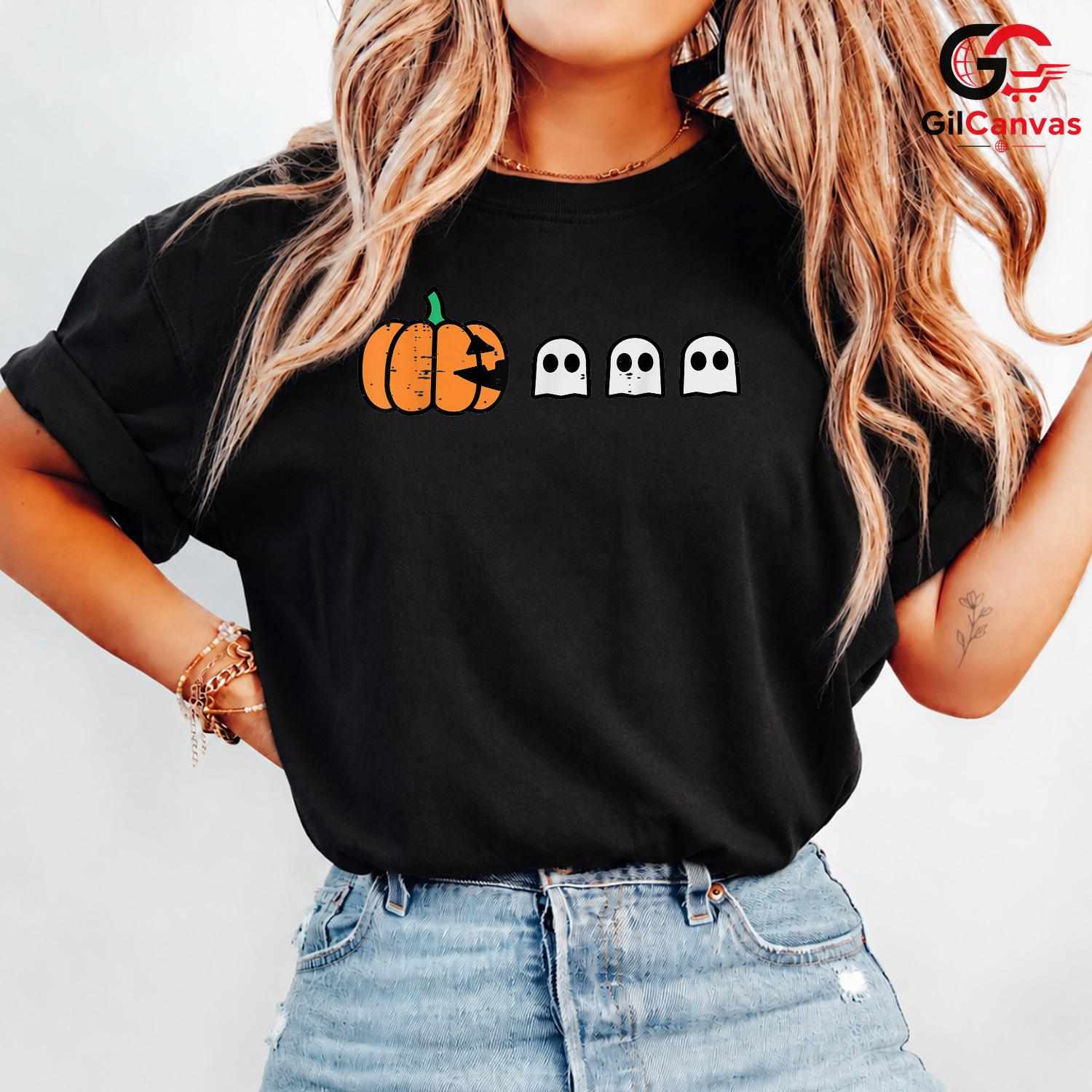 Pumpkin Ghosts Spooky T-Shirt Unisex Fun Halloween Event Gift For All Ages