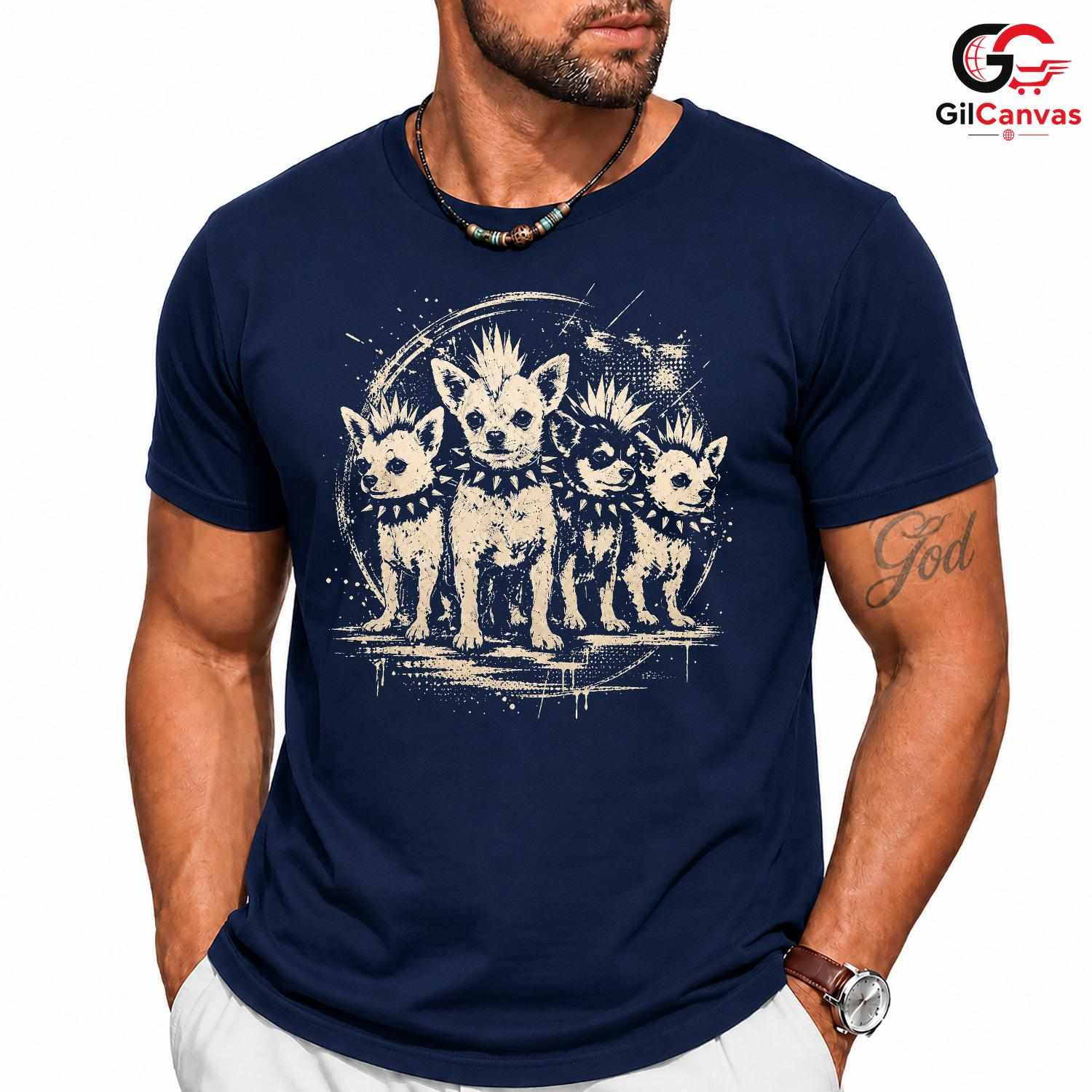 Punk Chihuahua Graphic T-Shirt Cute Animal Pet Lover Unisex Birthday Gift
