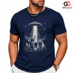 Raccoon Alien Abduction Shirt Spooky Space Forest Unisex Halloween Graphic Tee