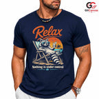 Relaxing Summer Raccoon T-Shirt Beach Vacation Graphic Unisex Casual Apparel