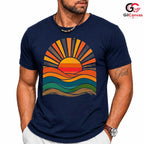 Retro Summer Sunset Graphic T-Shirt Beach Vacation Unisex Casual Apparel Tee
