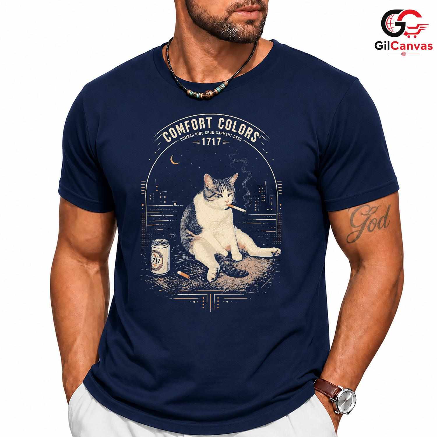 Retro Vintage Cool Cat T-Shirt Unisex Casual Wear Feline Lover Graphic Apparel Tee