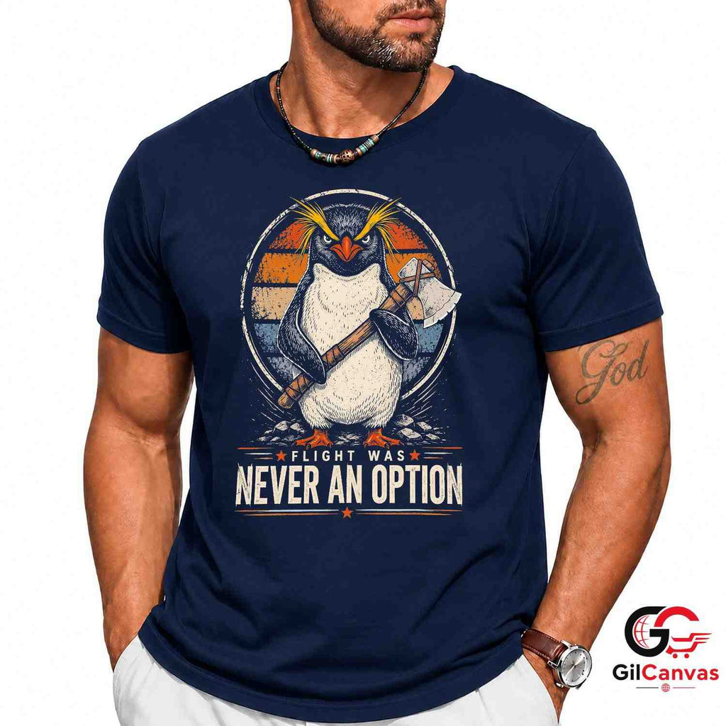 Rockhopper Penguin Axe T-Shirt Funny Vintage Quote Unisex Graphic Apparel Tee
