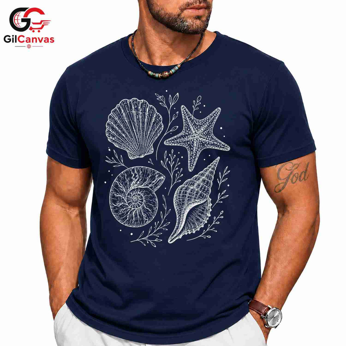 Seashell Nautical T-Shirt Beach Lover Women Casual Summer Apparel Unisex Gift