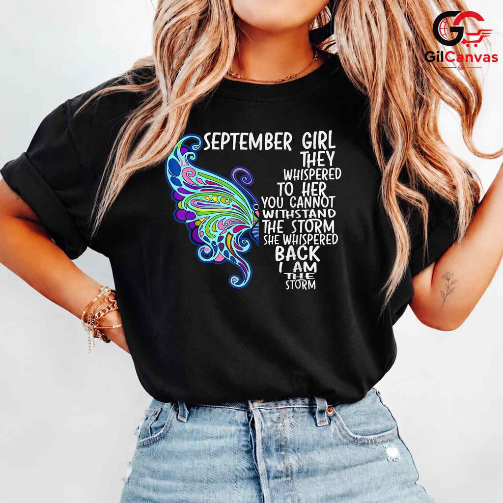 September Girl Butterfly Shirt Unisex Cute Birthday Celebration Gift Idea Her