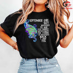 September Girl Butterfly Shirt Unisex Cute Birthday Celebration Gift Idea Her