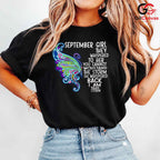 September Girl Butterfly T-Shirt Unisex Perfect Birthday Event Gift Idea Her