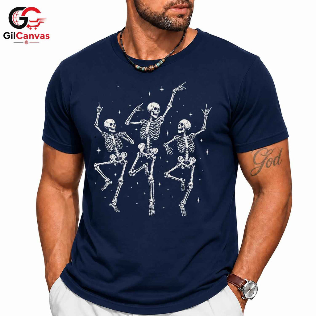 Skeleton Dance T-Shirt Halloween Party Wear Fun Casual Gift For Men Women Tee