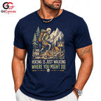 Skeleton Hiking T-Shirt Spooky Adventure Halloween Campers Unisex Graphic Tee