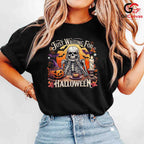 Skeleton Pumpkin Spooky T-Shirt Unisex Perfect Halloween Season Gift Adults