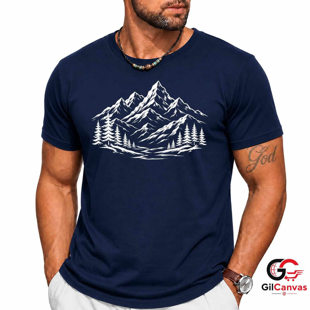 Snowy Peak Mountain T-Shirt Wilderness Exploration Unisex Hiking Graphic Tee