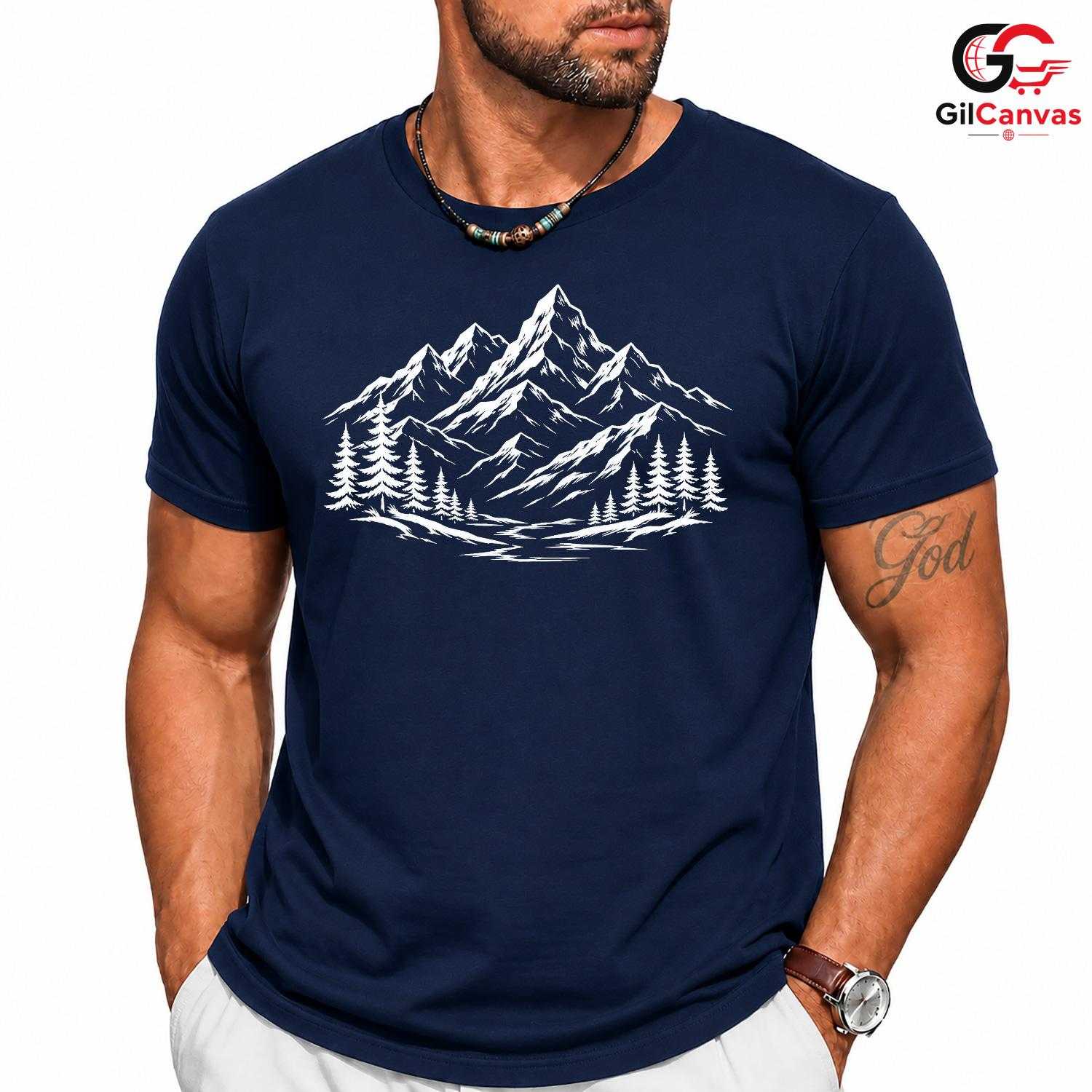 Snowy Peak Mountain T-Shirt Wilderness Exploration Unisex Hiking Graphic Tee