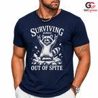 Spiteful Raccoon T-Shirt Surviving Purely Out Of Spite Fun Unisex Gift Tee