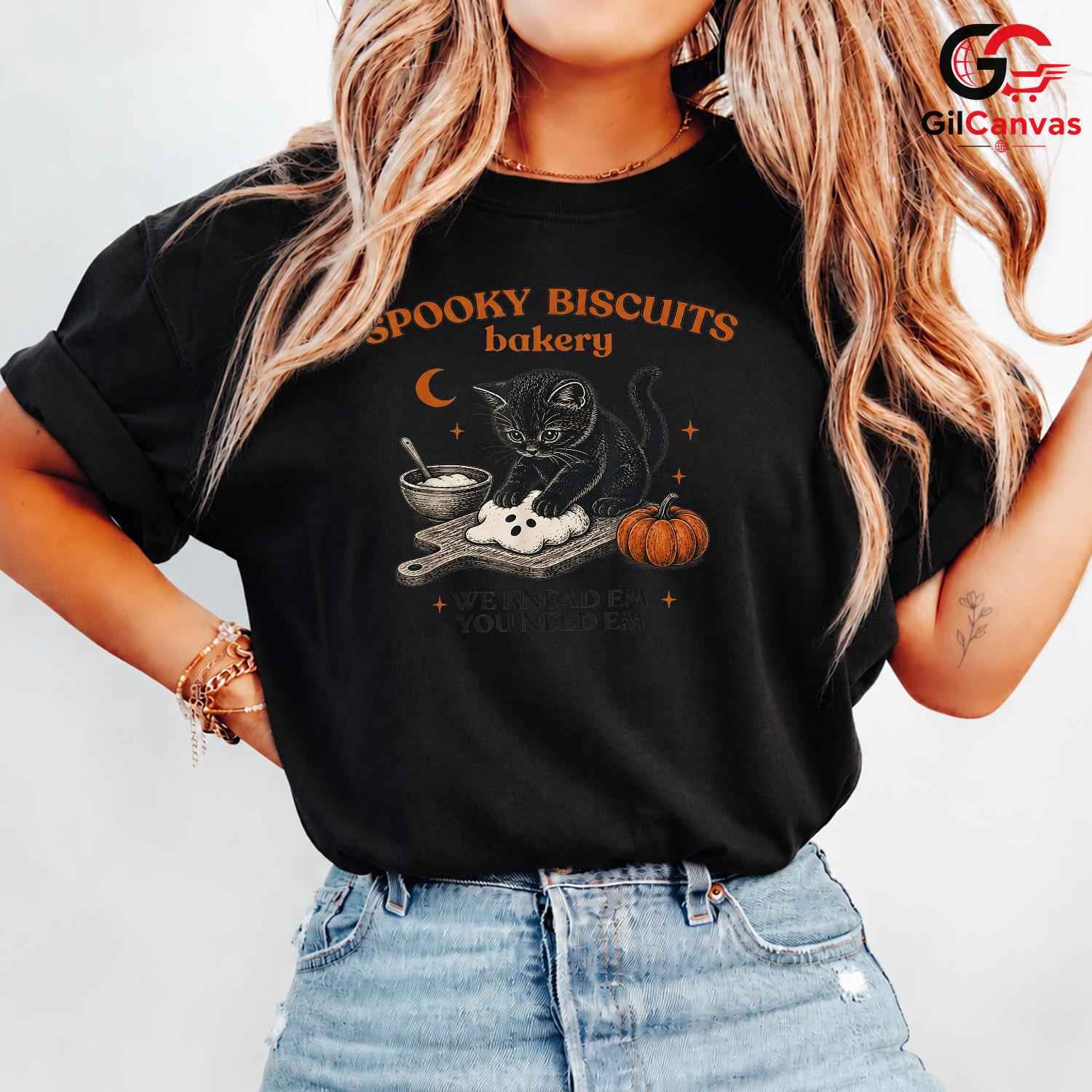Spooky Biscuit Baker T-Shirt Unisex Fun Halloween Gift Idea For Cat Lovers