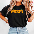 Spooky Pumpkin Face Tee Shirt Unisex Cute Halloween Celebration Gift For Kids