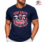 Stay Salty Skeleton Flamingo T-Shirt Tropical Summer Beach Unisex Graphic Apparel