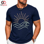 Sunset Waves Beach T-Shirt Summer Fun Vacation Casual Wear Unisex Graphic Tee