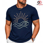 Sunset Waves Beach T-Shirt Summer Fun Vacation Casual Wear Unisex Graphic Tee