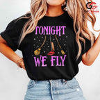 Tonight We Fly Broom T-Shirt Unisex Spooky Halloween Party Gift For Adults