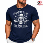 Too Weird To Live Skull Shirt Edgy Gothic Halloween Unisex Bat Graphic Apparel