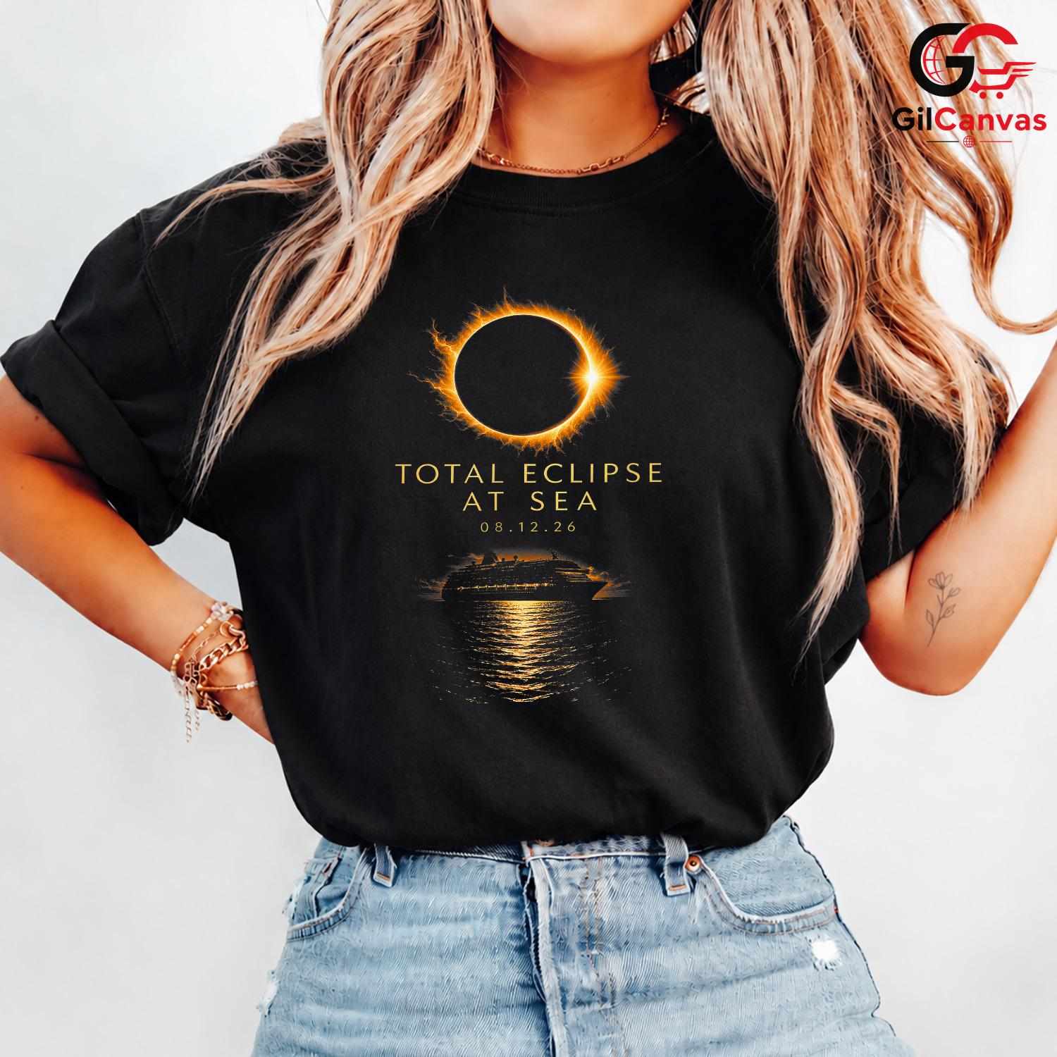 Total Eclipse At Sea Tee Shirt Unisex Astronomy Lover Perfect Gift Adults