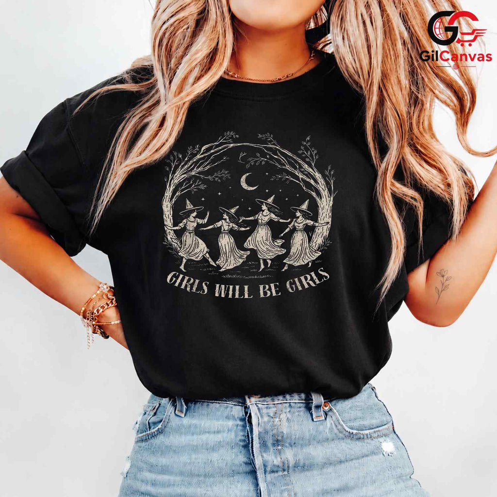 Witchy Girls Celebration Shirt Unisex Spooky Halloween Party Gift For Friends