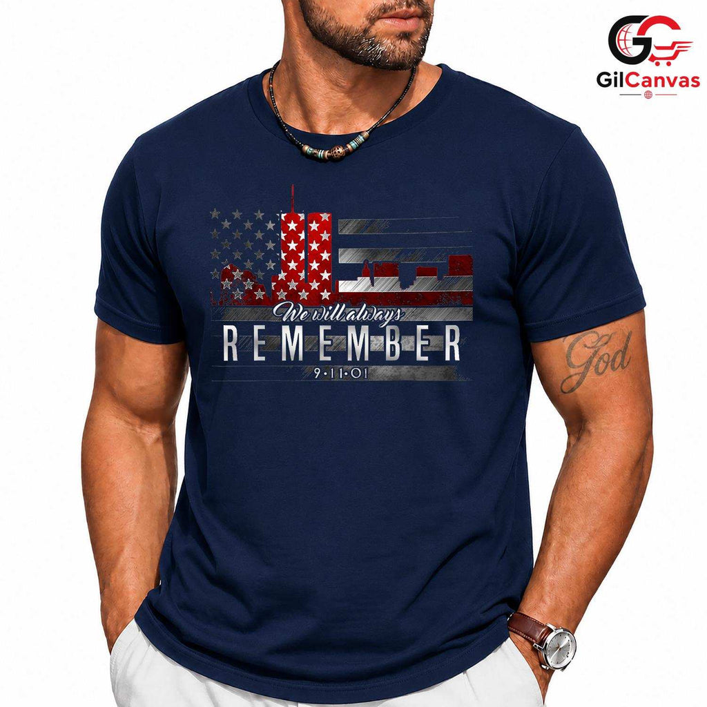 9-11 Memorial Remember Tee Shirt Unisex Patriotic Adult Gift For September Event