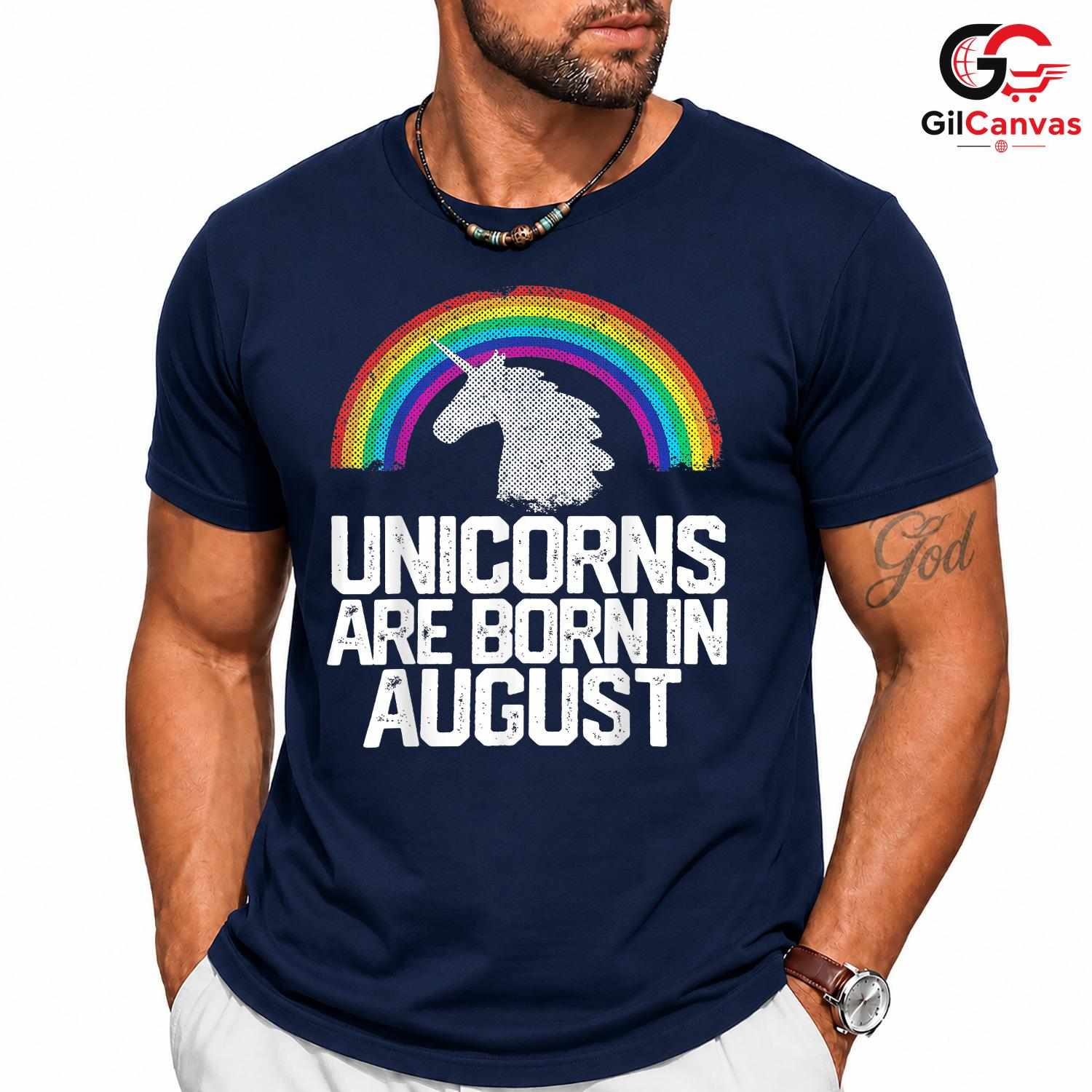 August Birthday Unicorn T-Shirt Unisex Fun Celebration Gift Kids And Teens