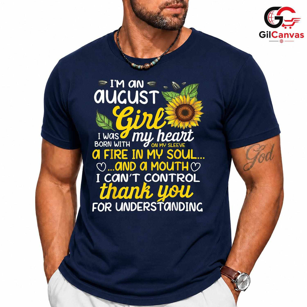 August Girl Sunflower T-Shirt Unisex Birthday Gift Idea For Women And Teens